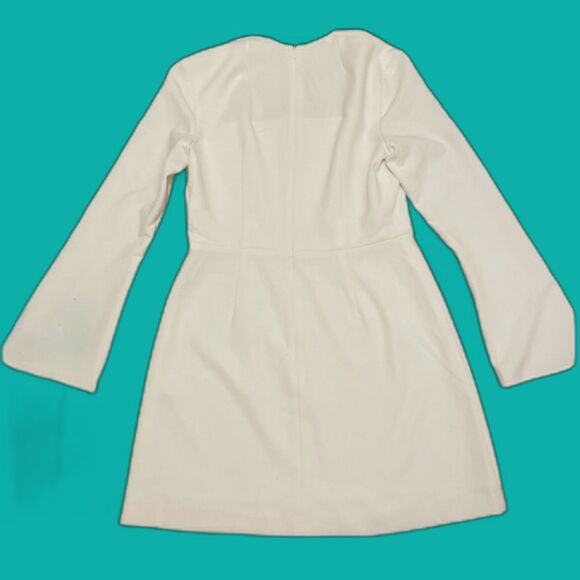 NWT French Connection Whisper Long Sleeve Mini Dress, White Ponte Size 12 LWD - Picture 3 of 7